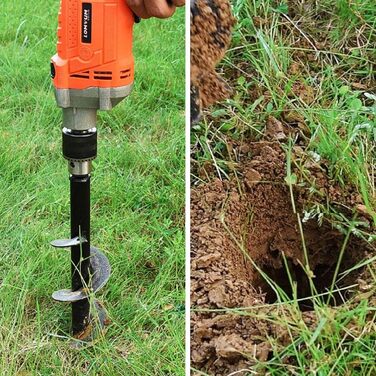 Набір садових бурів для акумуляторного шуруповерта (3 шт.) 4x42 см, 8x30 см, 4x20 см садові рукавички