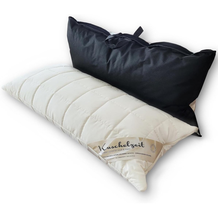 Регульована по висоті подушка для шиї з натурального латексу розміром 40x80 см з окремою внутрішньою подушкою та стьобаним чохлом зі 100 органічної бавовни - Зроблено в Німеччині