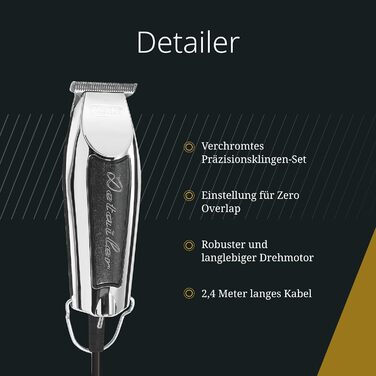 Тример Wahl Detailer - Потужний дротовий тример для обробки країв та деталей, чорний/хромований