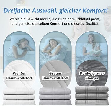 Обтяжена ковдра Ella 135x200 7 кг - Антистресова терапевтична ковдра - Щільна ковдра зі 100 бавовни - Ковдра для глибокого сну та кращого відновлення, Обтяжена ковдра для чоловіків та жінок від 55 до 85 кг, сіра 135x200 7 кг сіра