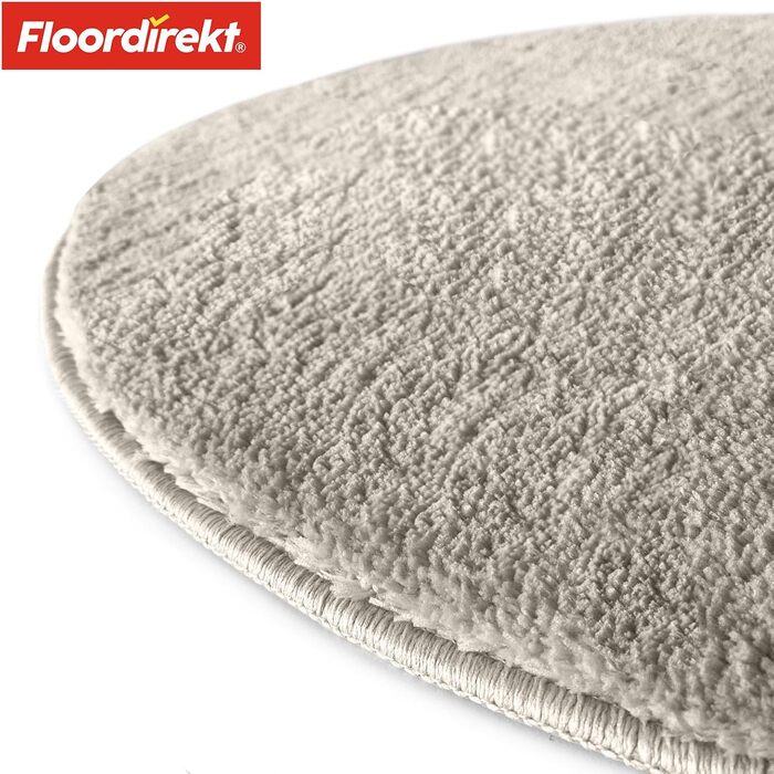 Килимок для ванної Floordirekt Sky, круглий килимок для ванної, щільний, пухнастий комфорт для вашого дому, нековзний килимок для ванної, що миється, протестований на шкідливі речовини (слонова кістка, 95 см (круглий))