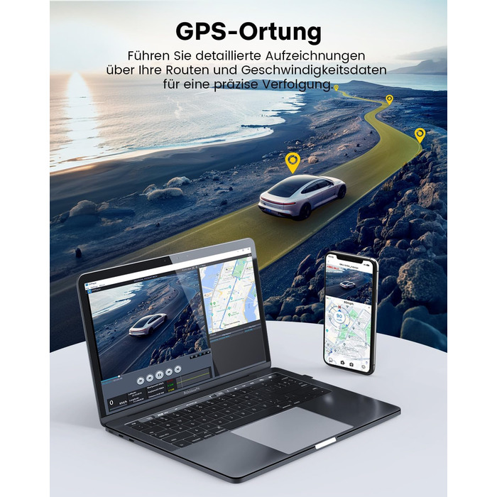 Автомобільний відеореєстратор GKU передній задній, 4K/2.5K з сенсорним екраном 3.18 дюйма, GPS 5G Wi-Fi, подвійна автомобільна кам