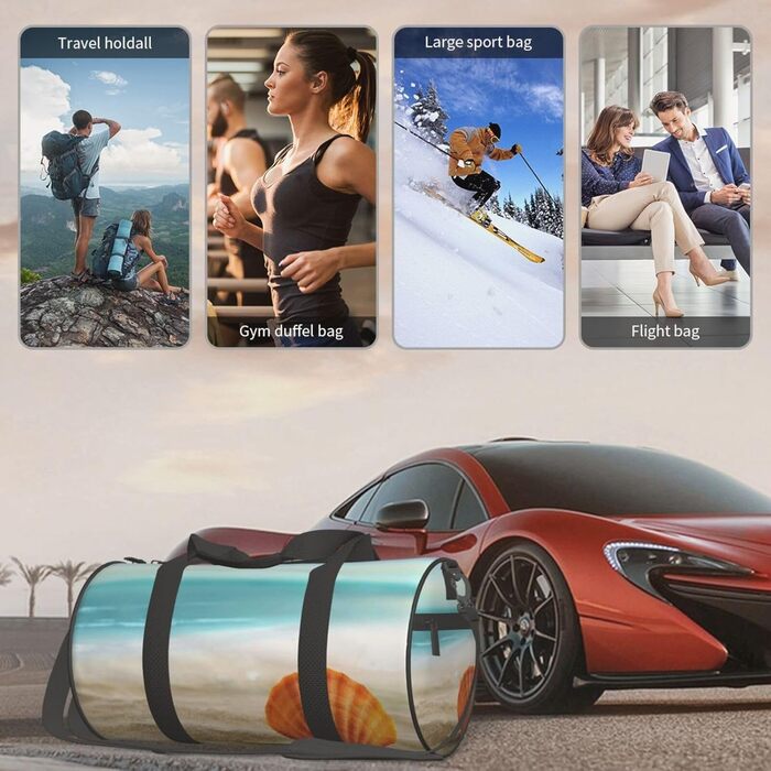 Спортивна сумка, дорожня сумка, пляжна сумка з мушлевим принтом, сумка для ночівлі, чорна, універсальний розмір, сумка для подорожей