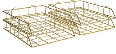 Лоток для документів A4, золотий, 4-елементний металевий стелаж для документів, лоток для паперу, що штабелюється, відділення для зберігання, настільний органайзер із золотим сітчастим дизайном