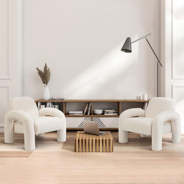 Крісло Lia, крісло для відпочинку, одномісний диван у букле - одномісне крісло, м&39яке крісло, диван до 120 кг - елегантне крісло, диван-гойдалка, крісло-реклайнер для вітальні, спальні в білому кольорі