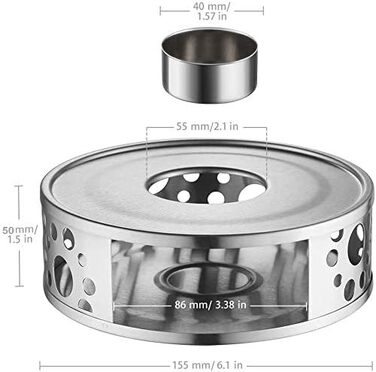 Гластальний підігрівач чайника з нержавіючої сталі, підігрівач для чаю з нержавіючої сталі з тримачем для чайної свічки і чайним с