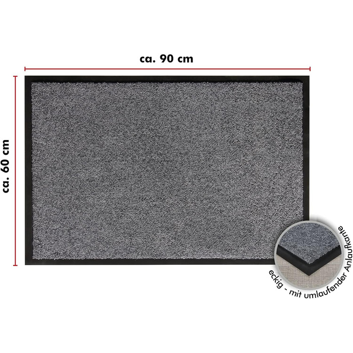 Килимок для входу andiamo Verdi - брудозбірний килимок для входу - ідеально підходить як килимок для приміщень або як килимок для критих відкритих майданчиків - килимок для вхідних дверей 60 x 90 см Сірий 60 x 90 см (Прямокутний) Сірий
