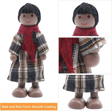 Ігровий набір із 8 дерев&39яних сімейних ляльок SumDirect, дерев&39яні ляльки для сім&39ї ляльок, дитяча іграшка для лялькового будиночка (стиль 4)