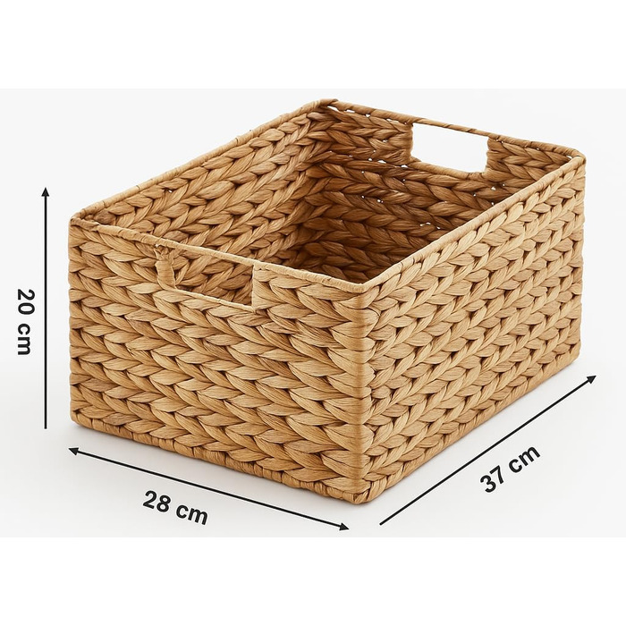 Кошик для зберігання водяного гіацинту прямокутний плетений кошик з ручками сумісний з полицями та Kallax 37x28x20 см натуральний