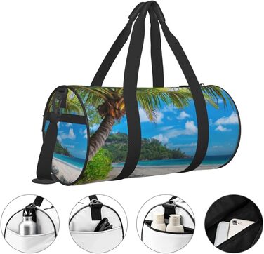 Спортивна сумка, дорожня сумка, пляжна сумка з принтом пальм та кокосів, сумка для ночівлі, чорна, універсальний розмір, сумка для подорожей