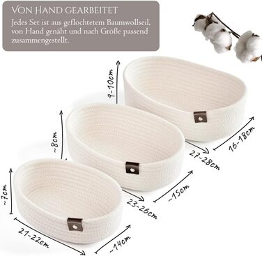 Овальні кошики для зберігання речей для полиць, шаф, спалень, ванних кімнат, органайзерів, комодів, дитячих кімнат, декору, декоративний кошик, набір з 3 шт.