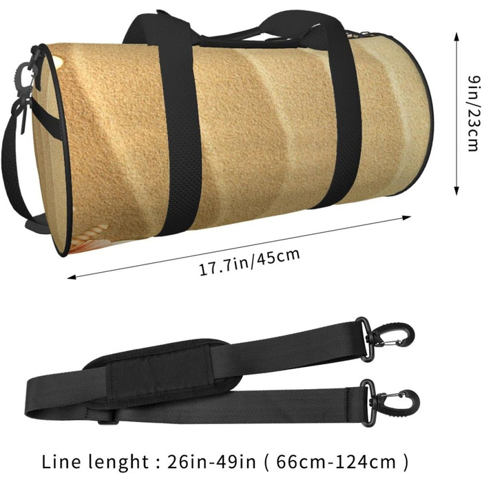 Спортивна сумка, дорожня сумка, пляжна сумка, з малюнком мушлі та піску, сумка на нічліг, чорна, універсальний розмір, сумка для подорожей