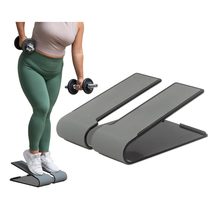 Міні-степер - Домашнє фітнес-обладнання - Легкий, тихий, без зношувальних деталей - Еластичні сходинки - Композитний матеріал (чорний)