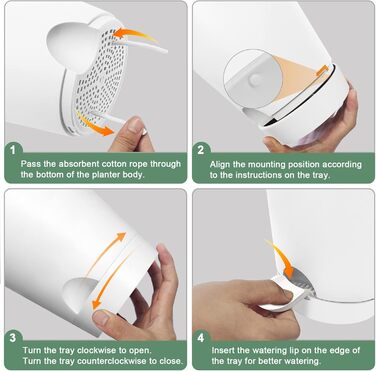 Квітковий горщик 20,3 см, пластиковий квітковий горщик із системою поливу, 2 горщики для рослин, сучасний для кімнатних та балконних садових рослин, сукулентів, кактусів (білий) Білий 20,3 см