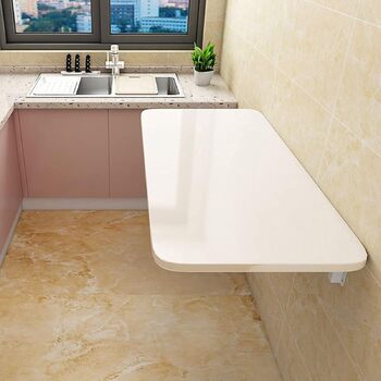 Настінний розкладний стіл uyoyous, дерево, 60 x 40 см, білий, компактний плаваючий стіл/столик для ноутбука, невеликий розкладний кухонний/обідній стіл для настінного кріплення