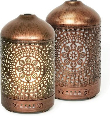 Кімнатний зволожувач повітря для спальні з функцією таймера, освіжувач повітря для квартири з 7 режимами освітлення, електричний металевий дифузор для ароматичних олій, 100 мл