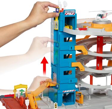 Іграшкові машинки з сірникових коробок та ігровий набір, транспортний центр з 5 поверхами, функціями, які можуть бути активовані д