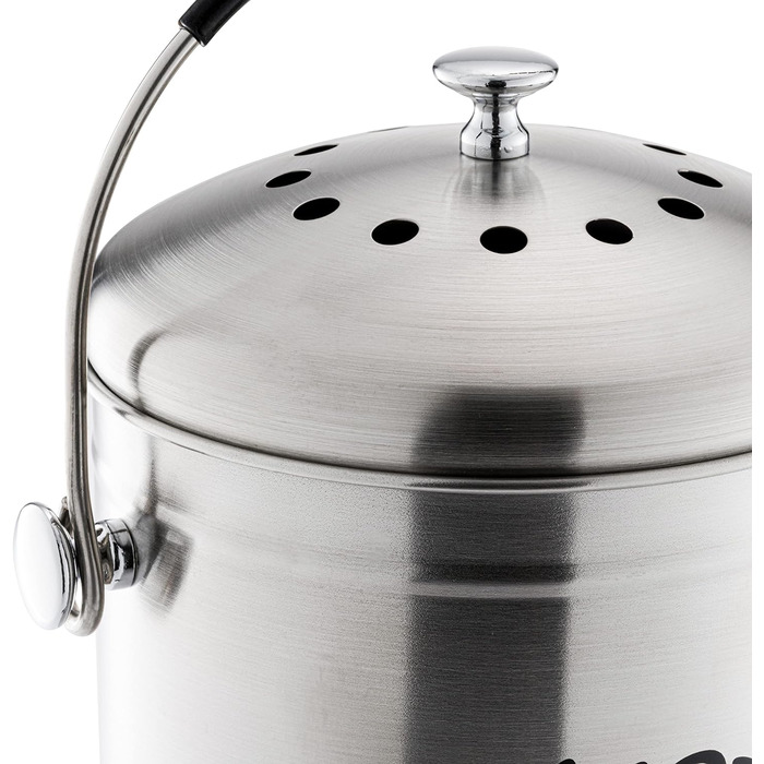 Компостний контейнер для кухні з нержавіючої сталі без запаху - контейнер для органічних відходів - з безкоштовними фільтрами з ак