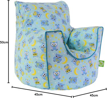 Крісло-мішок Cotton Blue Owl з квасолею