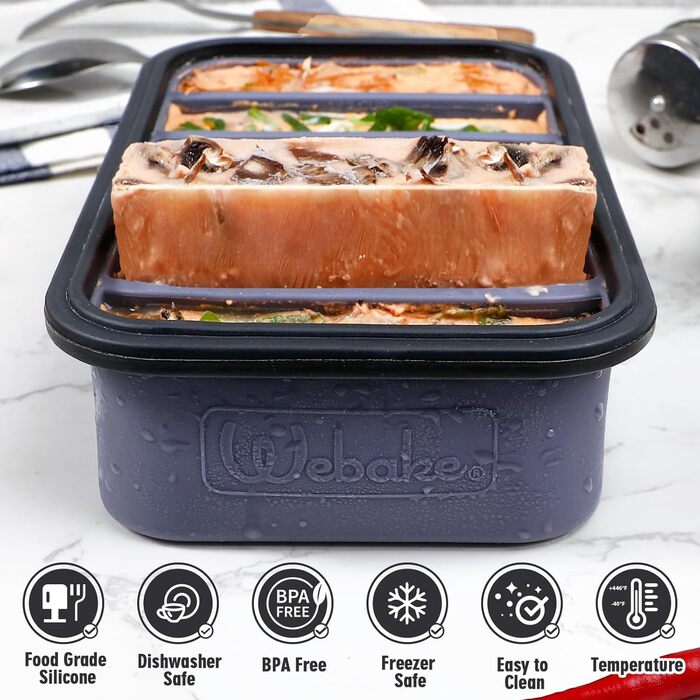 Контейнери для заморожування супів Webake, силіконові лотки для заморожування з кришками, 2 шт., 6 отворів, контейнери для заморожування, харчові контейнери, контейнери для зберігання, лотки для кубиків льоду для супу, кубиків льоду, бульйону, соусу або м