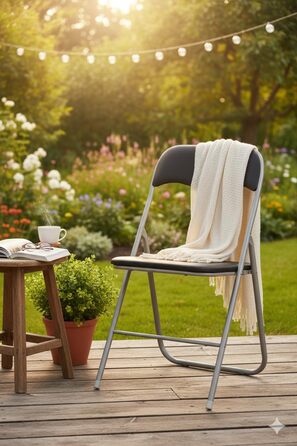 Складані стільці, комплект з 2 шт. , М&39які складні стільці з металевим каркасом та штучною шкірою, компактні, вантажопідйомність до 100 кг, ідеально підходять як кухонні та садові стільці, сріблясто-чорні