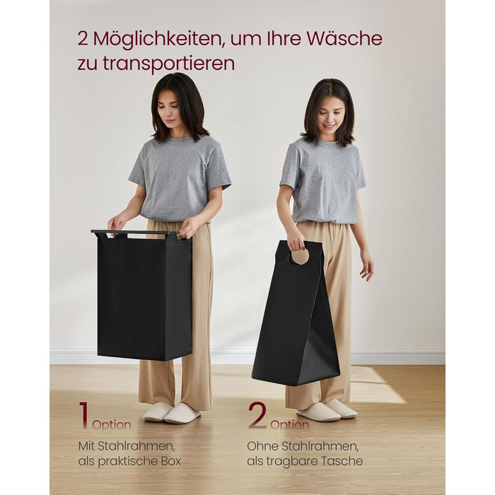 Кошик для білизни VASAGLE, збірник для білизни з полицею, ящик для білизни, мішок для білизни зі знімної тканини Oxford, металевий