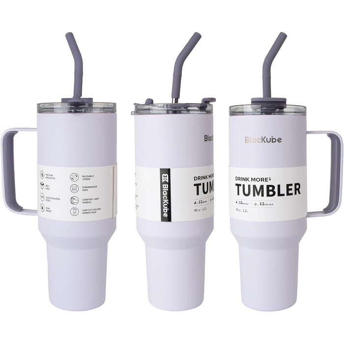 Пляшка для пиття Blackube 1200 мл з кришкою та соломинкою, чашка з кришкою та соломинкою, герметична, велика металева пляшка для п