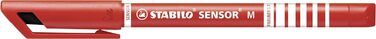 Фіналайнер з підпружиненим наконечником - STABILO SENSOR M - medium - упаковка 10 шт. - червона