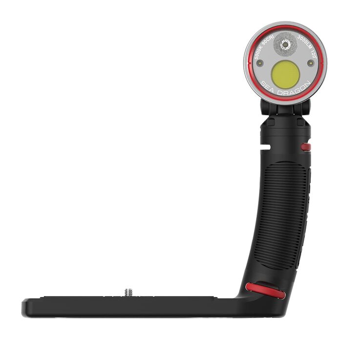 Підводний ліхтар SeaLife Sea Dragon 3000SF Pro Dual Beam - Red з подвійним промінням, глибиною занурення 100 м, червоне світло для нічного бачення, включаючи систему кріплення та батарейки/блок живлення, комплект світлодіодних ліхтарів (ручка та лоток)