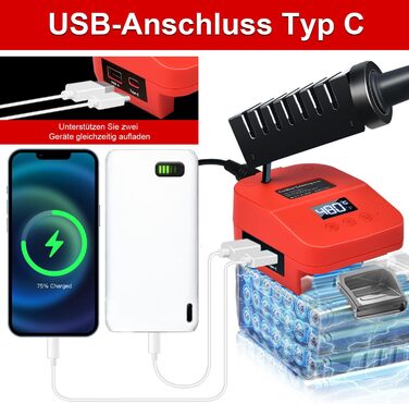 Акумуляторний паяльник для батареї Milwaukee M18 18V, швидке нагрівання, електрична цифрова LCD паяльна станція з USB і Type-C пор