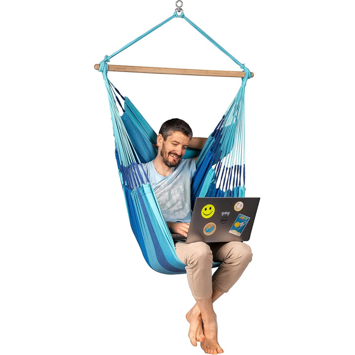 Підвісне крісло Habana Базовий розмір для релаксації та стилю поворотний шарнір на 360, високоякісна бамбукова деревина - бавовна,