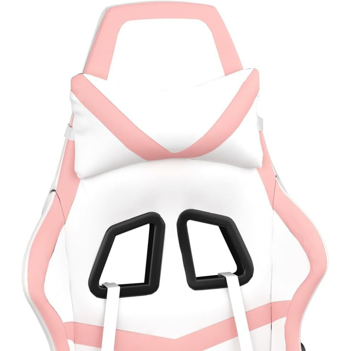 Геймерське крісло, біло-рожева штучна шкіра, обертове, регульоване, ергономічне для комфорту в офісі та під час гри, без підставки для ніг, біло-рожеве