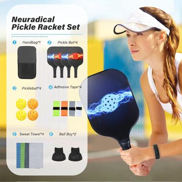 Ракетки для піклболу – набір зі скловолокна та сумка, сині, для чоловіків та жінок
