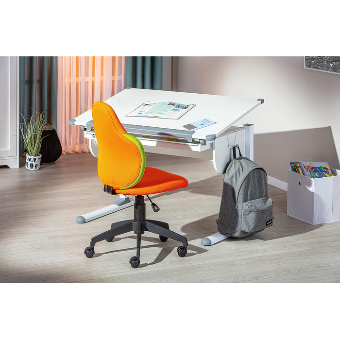 Стілець для столу - Дитячий офісний стілець - Дитячий обертовий стілець - Сітчастий чохол - Помаранчевий та зелений - Jessi Orange, Green