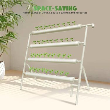 Яруси, 36 отворів, плантатор із труб ПВХ, з водяним насосом, система гідропонного вирощування, білий, 4