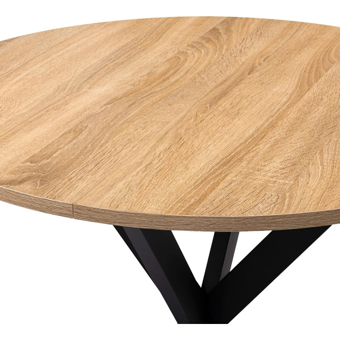 Круглий обідній стіл ALIX для 4 осіб, основа-павук, дерево та чорний колір, 80 см