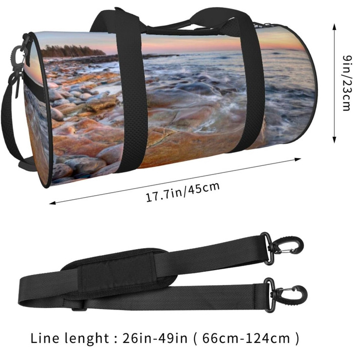 Спортивна сумка для подорожей, пляжу та відпочинку Мауї. Чорна сумка-органайзер з принтом Захід сонця на Гаваях, універсальний розмір.