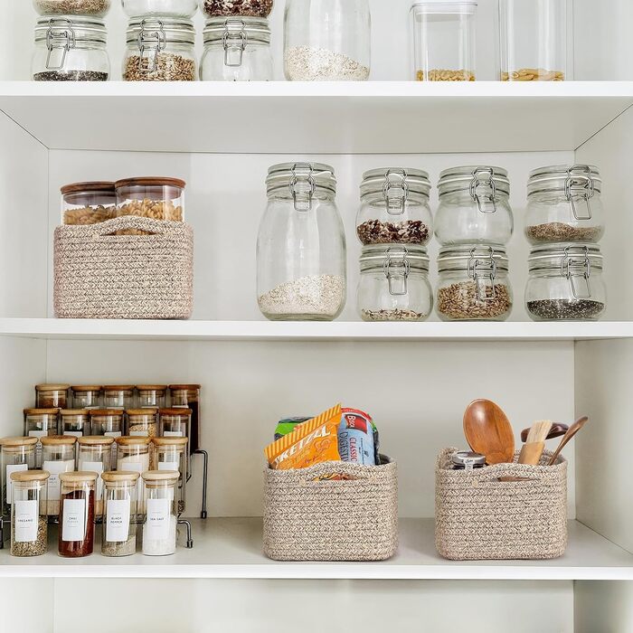 Кошики для зберігання TIMEYARD, невеликий подарунковий кошик, кошики-полички, кошик для рушників з мотузки, для зберігання іграшок, 3 шт., біло-коричневий, 28 x 18 x 11 см, коричневий, 28 x 18 x 11 см