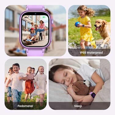 Дитячий смарт-годинник SWGOTA з телефоном та GPS, 1,83-дюймовий дитячий годинник з відеодзвінками/голосовим чатом/SOS/шкільним режимом/SMS/SIM/будильником, дитячий смарт-годинник IP68 з крокоміром та монітором сну, подарунок для дівчаток та хлопчиків, фіо