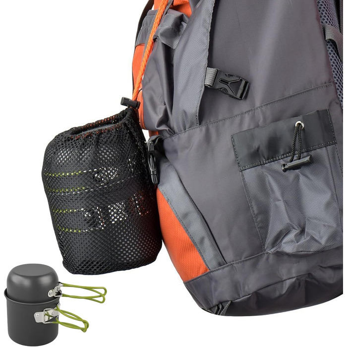 Посуд для кемпінгу та пікніків, набір туристичного посуду з антипригарним покриттям, каструлі та сковороди для приготування їжі на відкритому повітрі, для походів, трекінгу та подорожей з рюкзаком