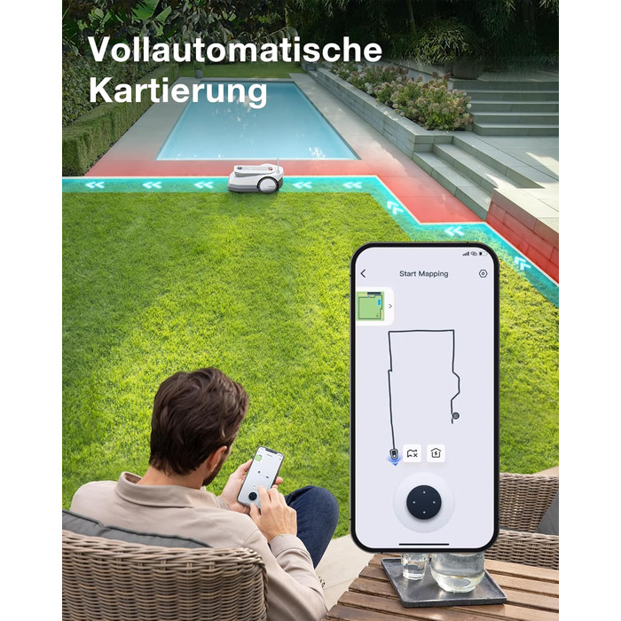 Робот-газонокосарка 800 без обмежувального дроту, повністю автоматична робот-газонокосарка з картуванням, надширокосмуговий зв'язо