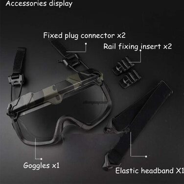 Шолом WLXW Fast Airsoft з 3D розділеними окулярами та тактичною маскою, два режими носіння (голова та шолом), підходить для пейнтбольної зброї, захисних окулярів для ігор на відкритому повітрі, чорного кольору