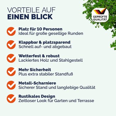 Комплект пивних наметів Casaria 220 см, складаний, міцний, 3 предмети, 2 пивні лавки, 1 широкий стіл, дерев&39яний комплект пивних столів, комплект фестивальних наметів, пивний сад, пивний набір