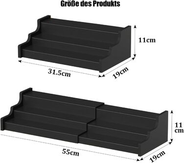 Рівнева висувна підставка для спецій, органайзер для спецій на місці, органайзер для банок для спецій, підставка для спецій для кухні, шафи (чорна), 3-