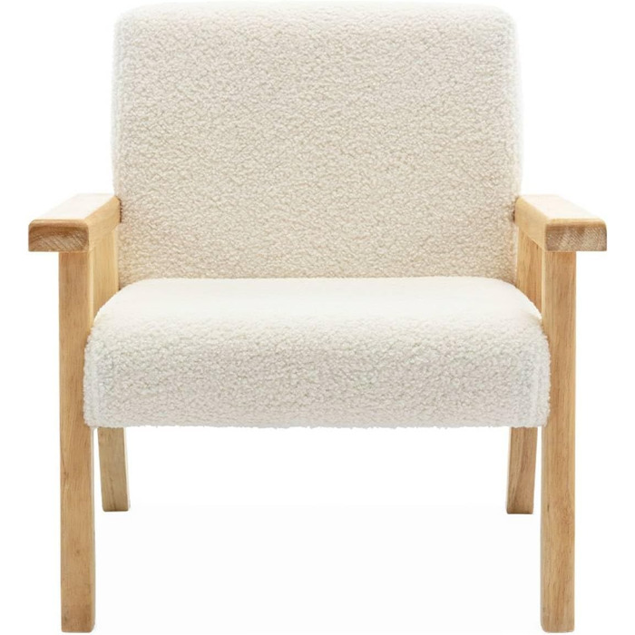 Дитяче крісло Sweeek з дерева та білої тканини букле з плюшевого миша, ISAK Д 47 x Г 43,5 x В 50 см