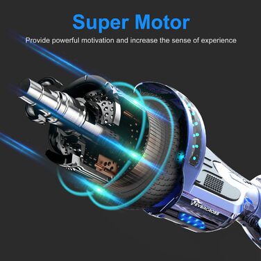 Гіроскутер EVERCROSS 6,5" з сидінням – самобалансуючий самокат з Bluetooth та світлодіодним підсвічуванням, з ховеркартом та акумулятором 4Ah, для дітей, хлопчиків та дорослих, синій