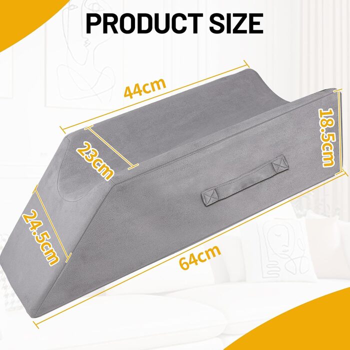 Подушка для підняття ніг, губчаста подушка для підняття ніг, подушка для підтримки ніг, полегшує біль у спині та ногах, сприяє кровообігу, можна прати, сірий колір