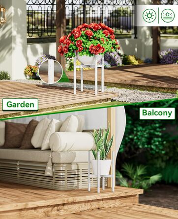 Регульована підставка для рослин JANE EYRE металевий тримач для горщиків з антикорозійним покриттям, велика підставка для рослин для дому, тримач для рослин у горщиках, підходить для різних горщиків (білий)