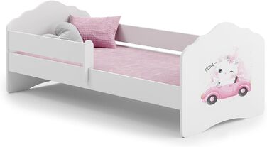 Дитяче ліжко KOBI Fala з захисними поручнями 160 x 80 см Повний комплект дитячого ліжка з матрацом Односпальне дитяче ліжко Ліжка для дівчаток та хлопчиків Сучасне біле дитяче ліжко Дитяча кімната/Спальня