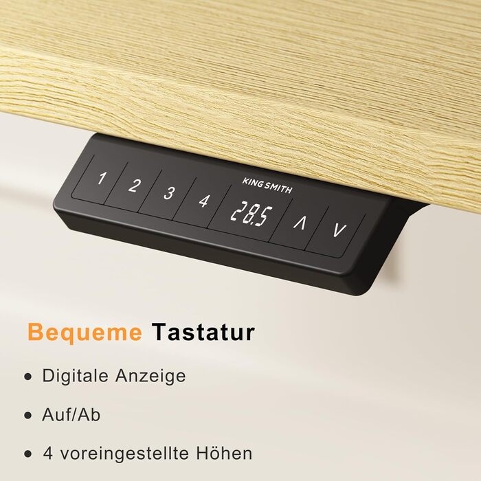 Повністю настільний стіл з регульованою висотою, електричний комп&39ютерний стіл 140 x 70 см, стіл для роботи сидячи та стоячи з цільною стільницею, стіл для роботи стоячи з 4 функціями пам&39яті, дуб 140 x 70 см з повноцінною дубовою стільницею